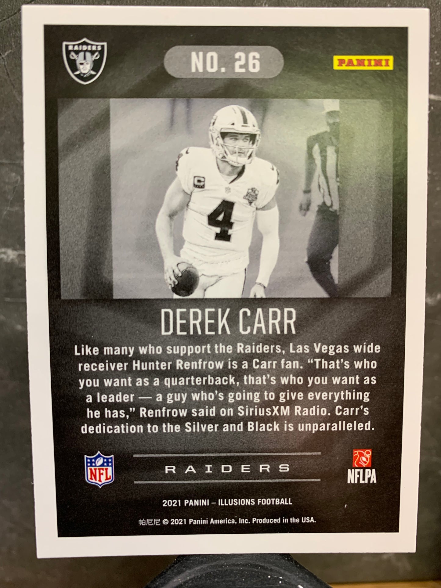 2021 Panini Illusions #26 Derek Carr Las Vegas Raiders