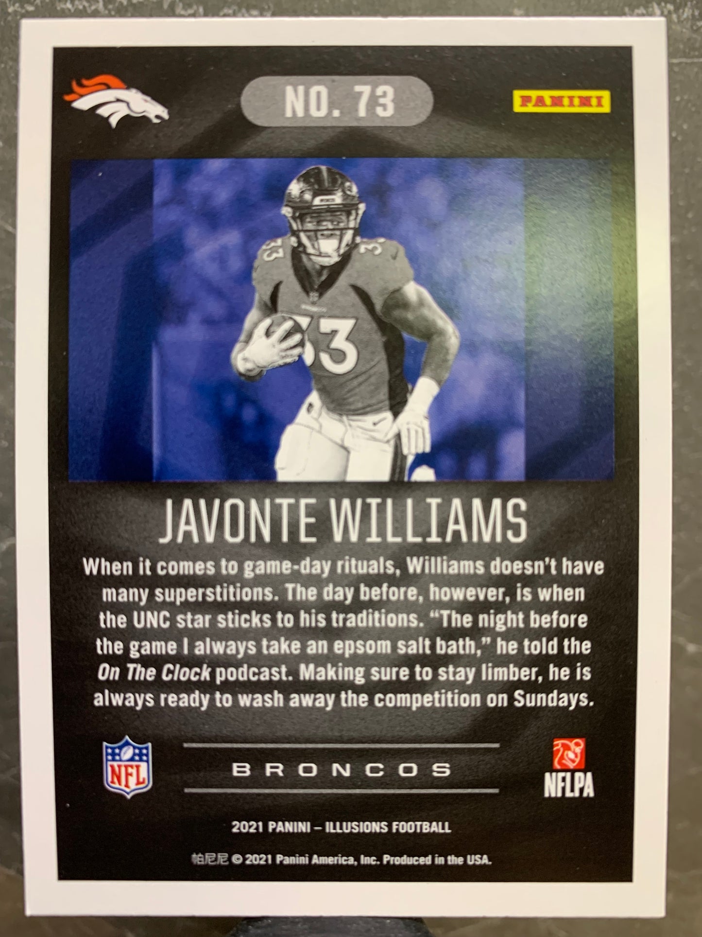 2021 Panini Illusions #73 Javonte Williams RC Denver Broncos