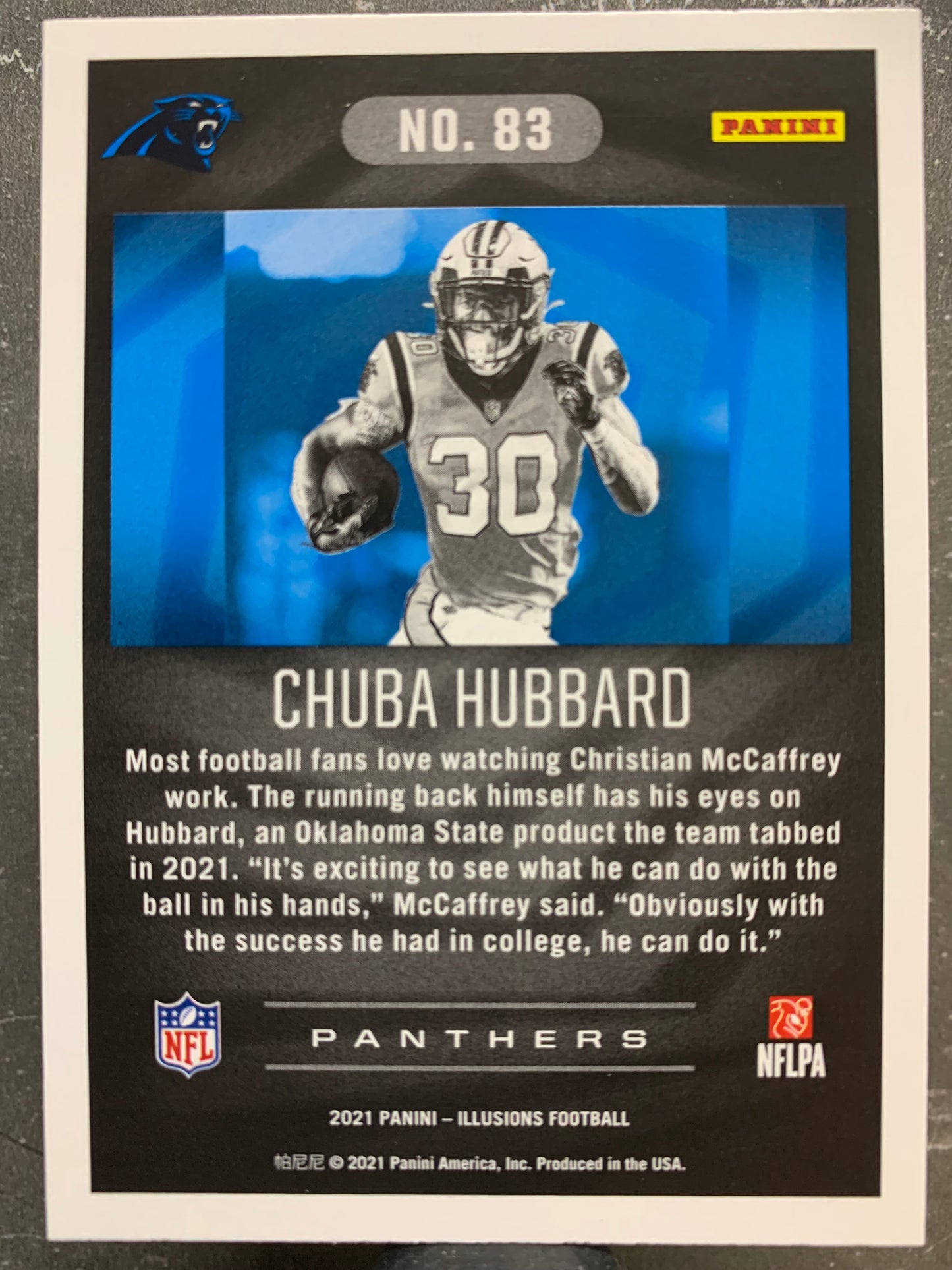 2021 Panini Illusions #83 Chuba Hubbard RC Carolina Panthers