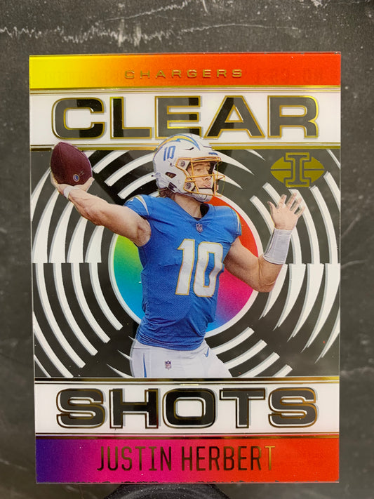 2021 Panini Illusions Clear Shots #1 Justin Herbert Los Angeles Chargers