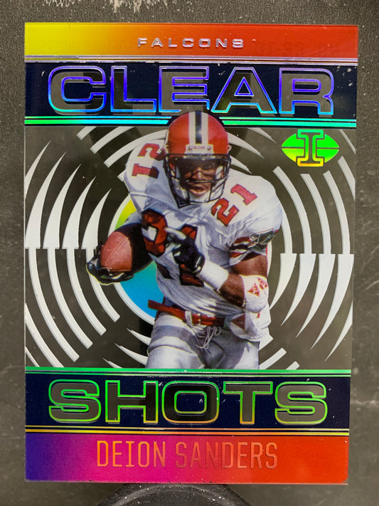 2021 Panini Illusions Clear Shots #10 Sapphire Deion Sanders Atlanta Falcons