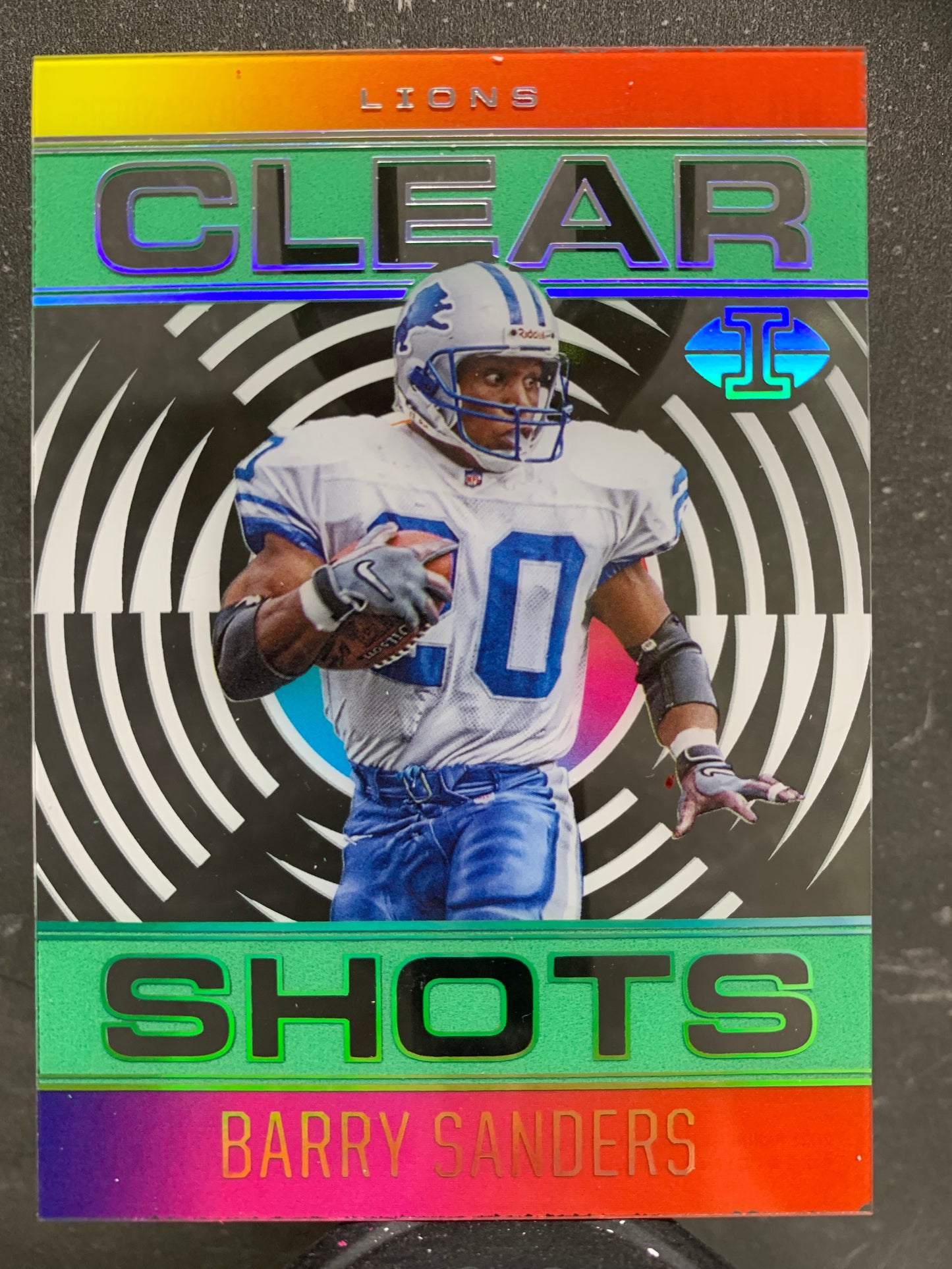 2021 Panini Illusions Clear Shots #14 Emerald Barry Sanders Detroit Lions