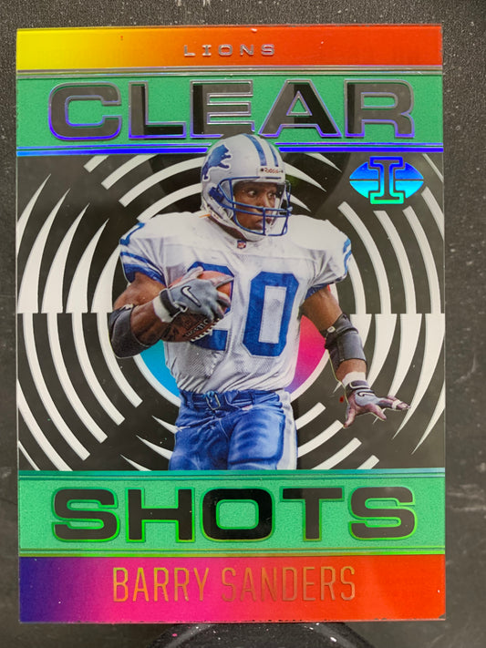 2021 Panini Illusions Clear Shots #14 Emerald Barry Sanders Detroit Lions