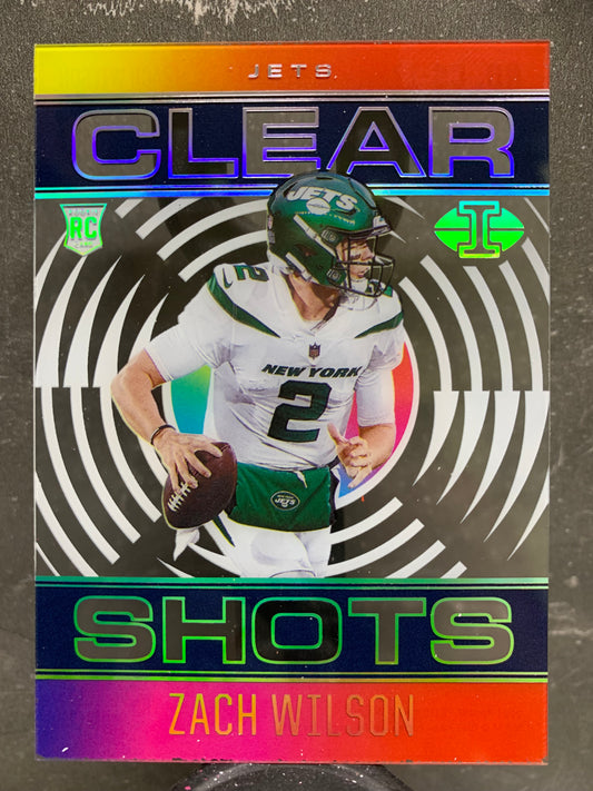 2021 Panini Illusions Clear Shots #17 Sapphire Zach Wilson RC New York Jets