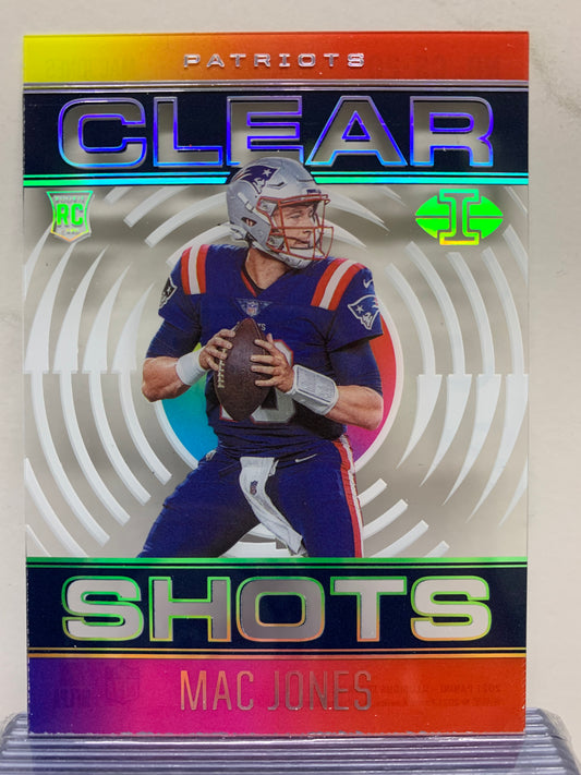 2021 Panini Illusions Clear Shots #20 Emerald Mac Jones RC New England Patriots