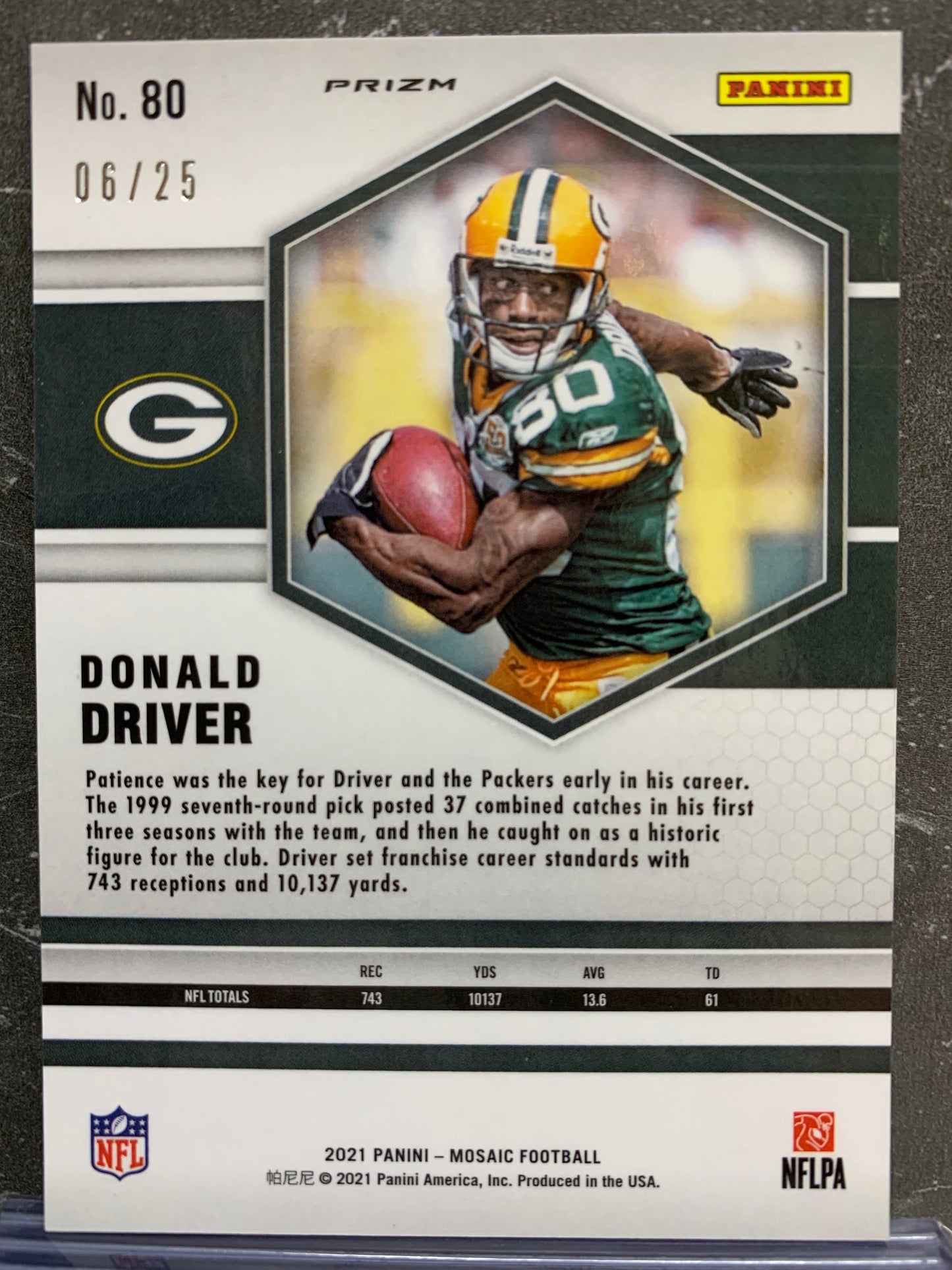 2021 Panini Mosaic Orange Fluorescent #80 Donald Driver Green Bay Packers