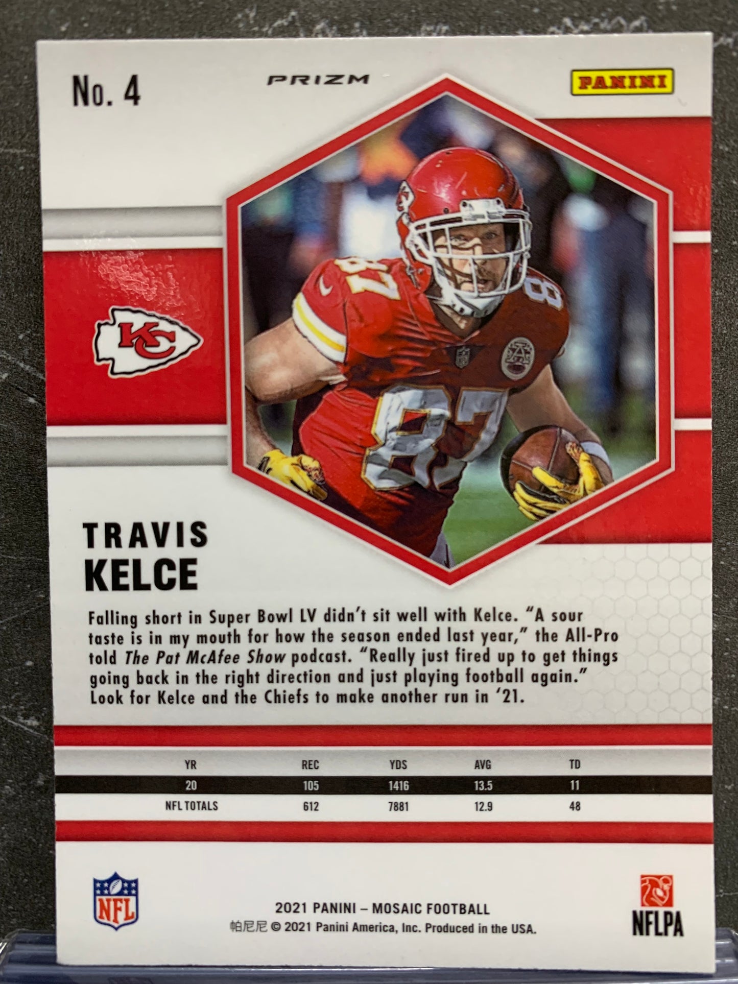 2021 Panini Mosaic Silver #4 Travis Kelce Kansas City Chiefs