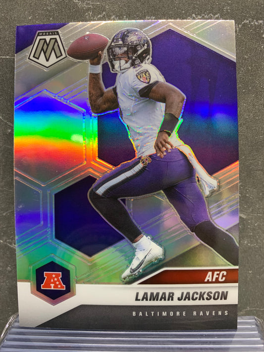 2021 Panini Mosaic Silver #222 Lamar Jackson AFC Baltimore Ravens