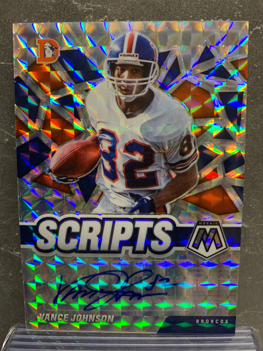 2021 Panini Mosaic Scripts #58 Vance Johnson Denver Broncos