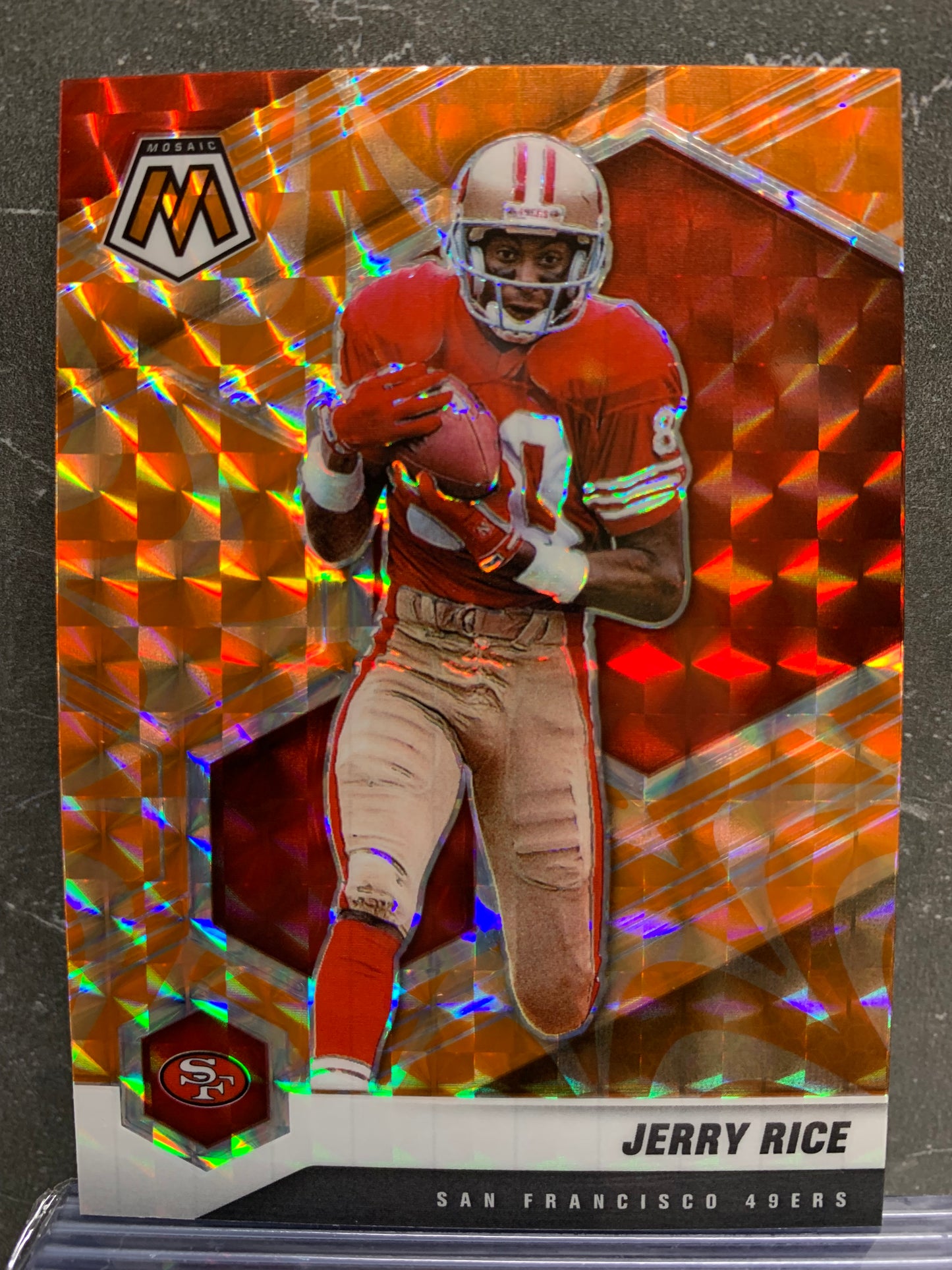 2021 Panini Mosaic Mosaic Reactive Orange #175 Jerry Rice San Francisco 49ers