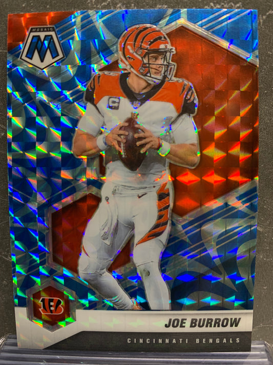 2021 Panini Mosaic Mosaic Reactive Blue #47 Joe Burrow Cincinnati Bengals