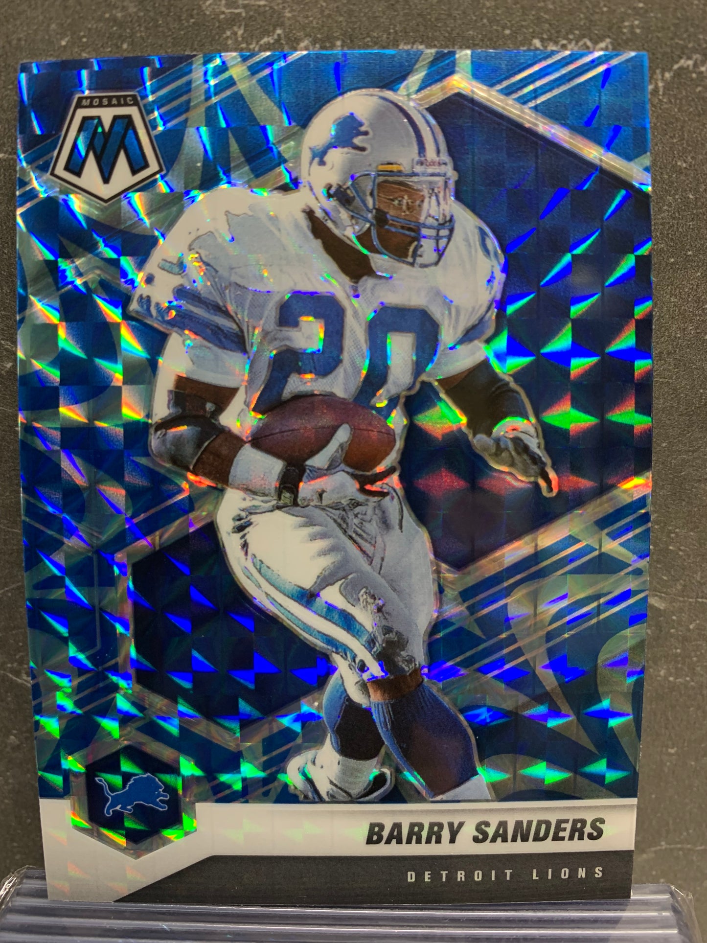 2021 Panini Mosaic Mosaic Reactive Blue #75 Barry Sanders Detroit Lions