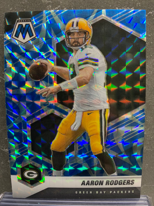 2021 Panini Mosaic Mosaic Reactive Blue #79 Aaron Rodgers Green Bay Packers