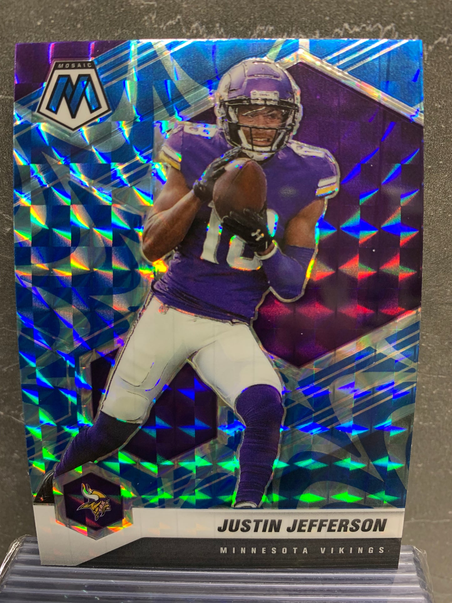 2021 Panini Mosaic Mosaic Reactive Blue #132 Justin Jefferson Minnesota Vikings