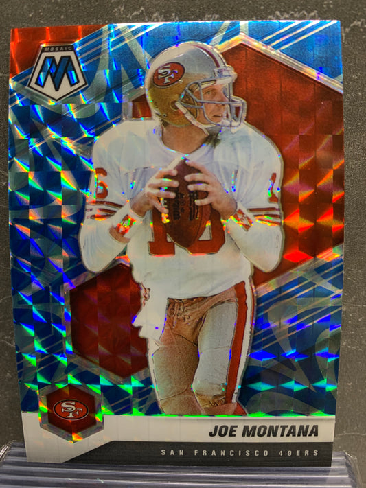 2021 Panini Mosaic Mosaic Reactive Blue #174 Joe Montana San Francisco 49ers