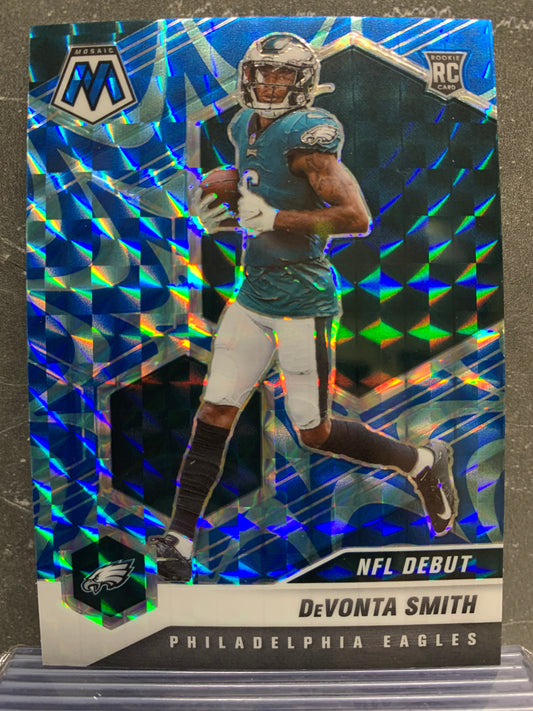 2021 Panini Mosaic Mosaic Reactive Blue #246 DeVonta Smith DEB RC Philadelphia Eagles