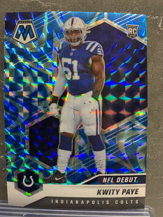 2021 Panini Mosaic Mosaic Reactive Blue #260 Kwity Paye DEB RC Indianapolis Colts