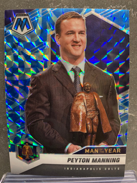 2021 Panini Mosaic Mosaic Reactive Blue #263 Peyton Manning MOY Indianapolis Colts