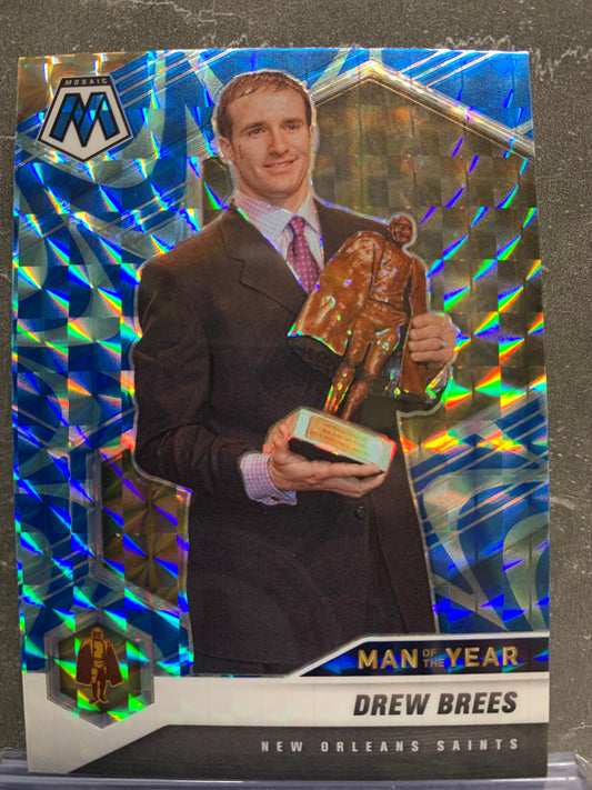 2021 Panini Mosaic Mosaic Reactive Blue #264 Drew Brees MOY New Orleans Saints