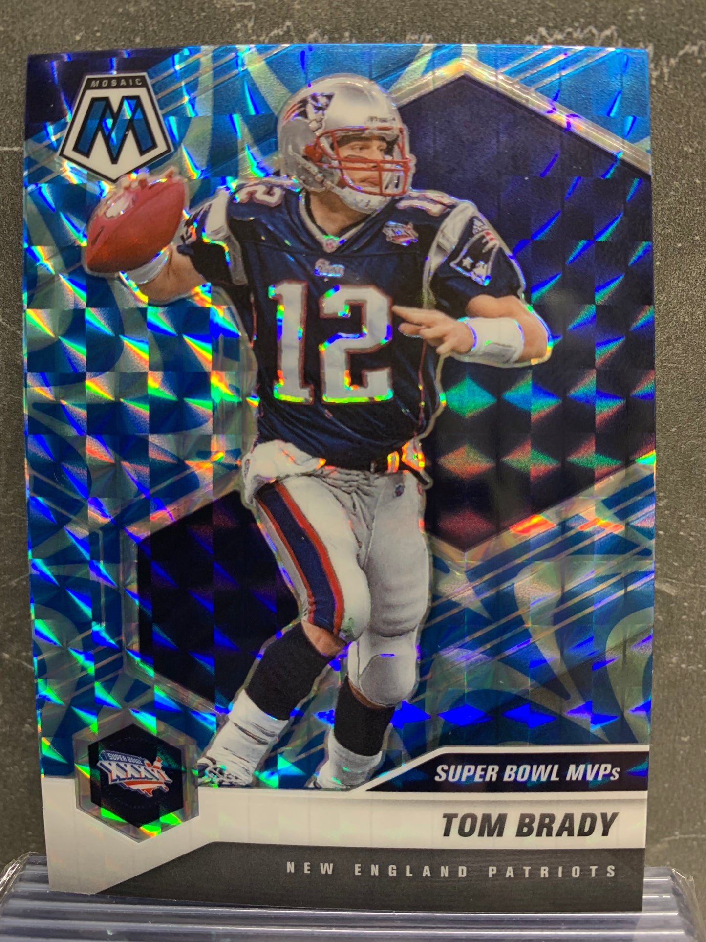 2021 Panini Mosaic Mosaic Reactive Blue #281 Tom Brady MVP New England Patriots