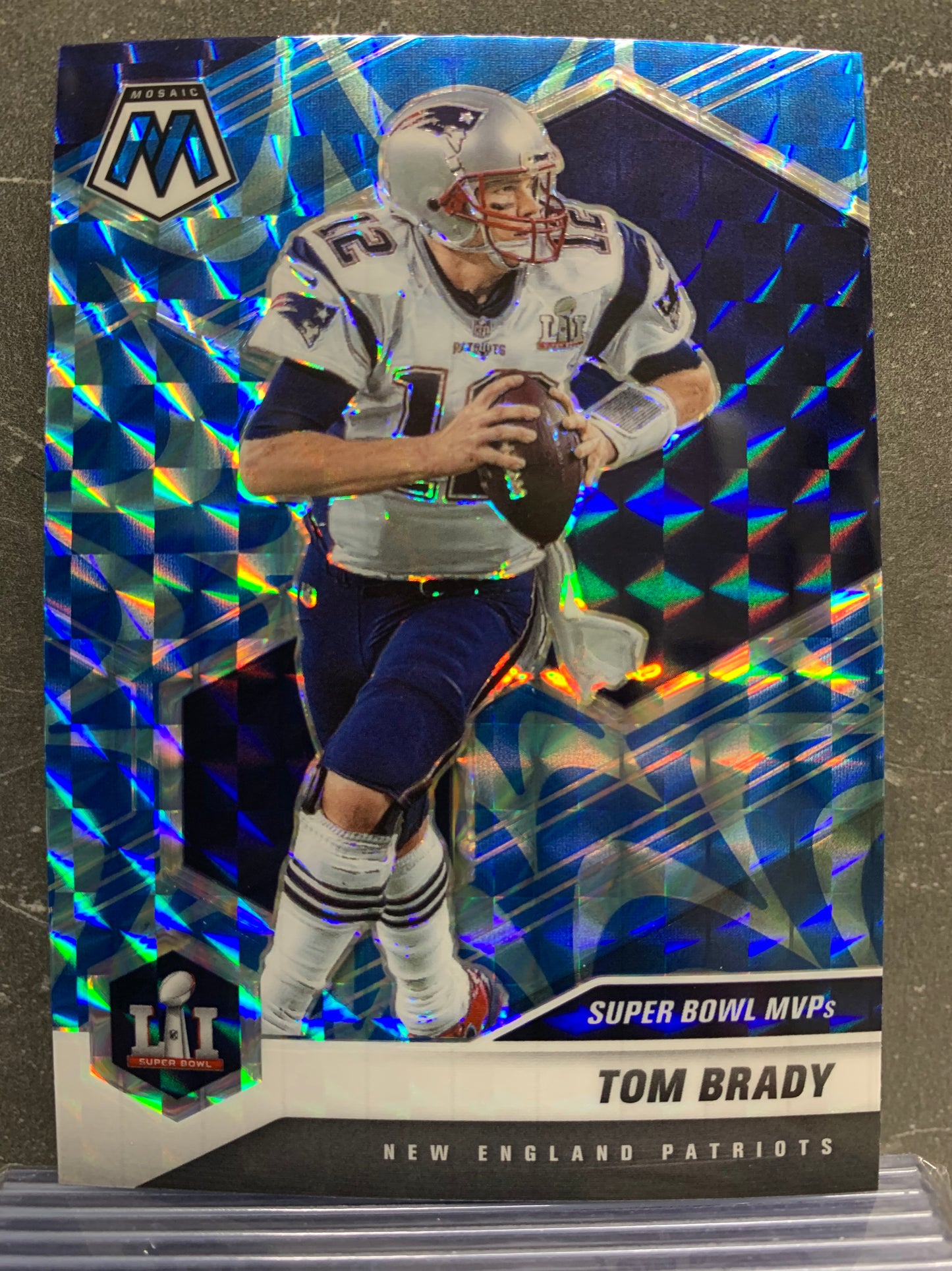 2021 Panini Mosaic Mosaic Reactive Blue #284 Tom Brady MVP New England Patriots