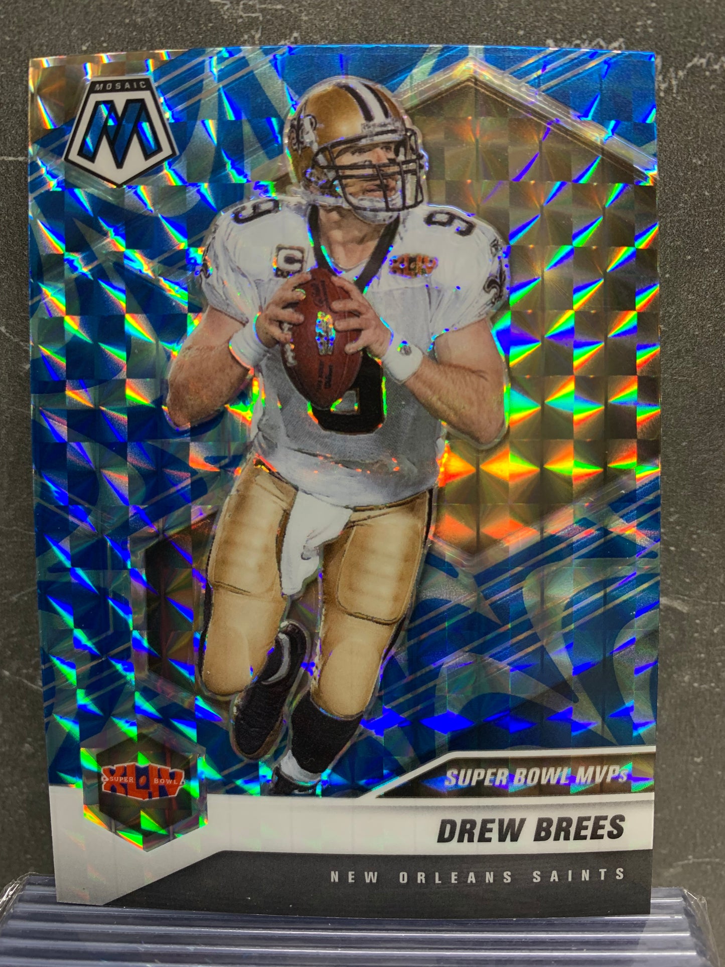 2021 Panini Mosaic Mosaic Reactive Blue #286 Drew Brees MVP New Orleans Saints