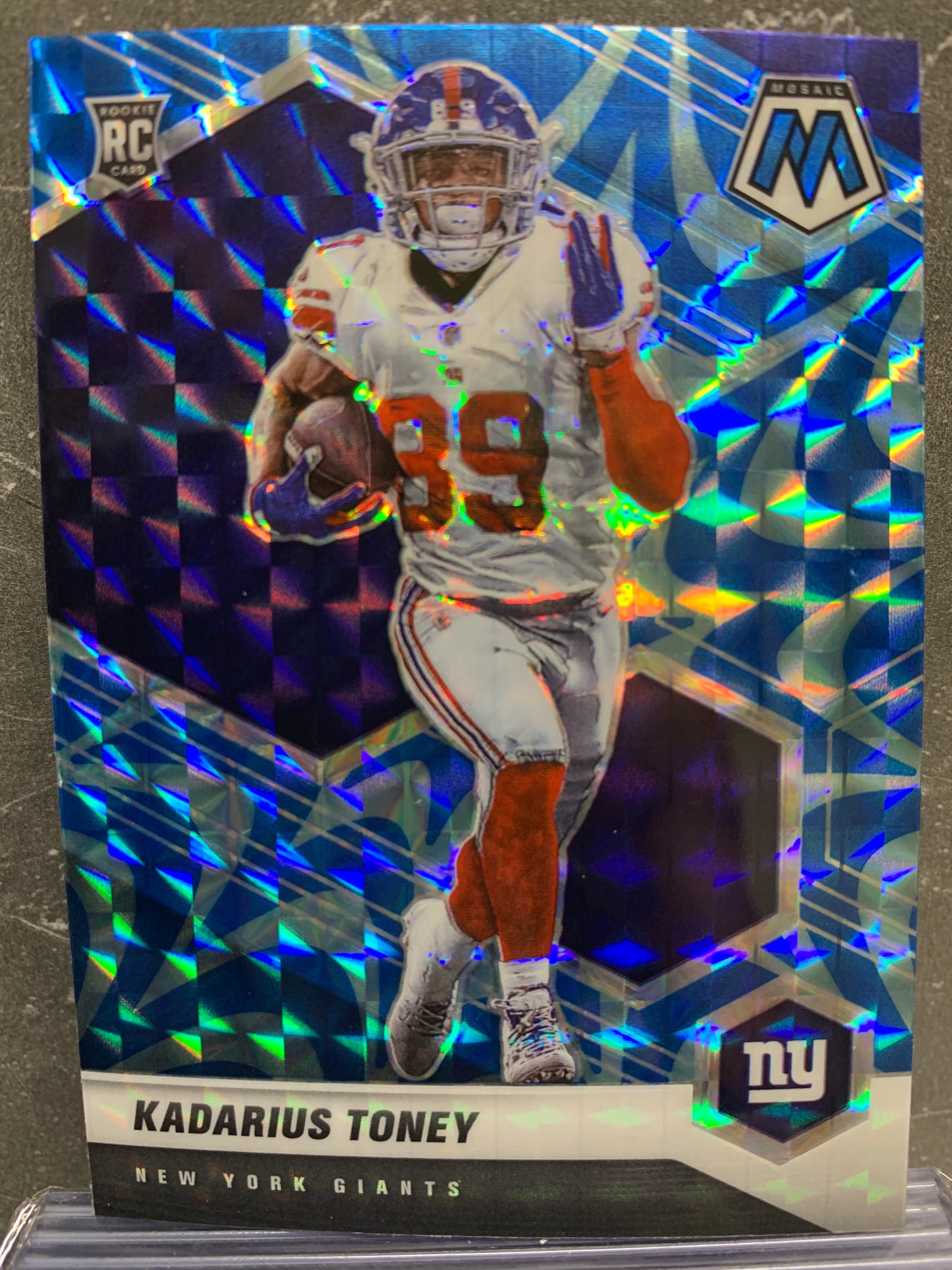 2021 Panini Mosaic Mosaic Reactive Blue #312 Kadarius Toney RC New York Giants