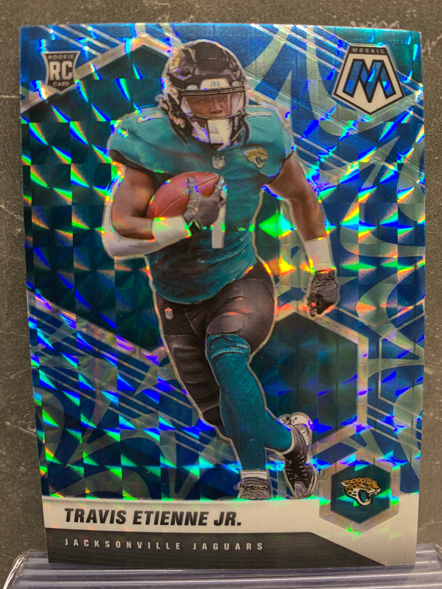 2021 Panini Mosaic Mosaic Reactive Blue #314 Travis Etienne Jr. RC Jacksonville Jaguars