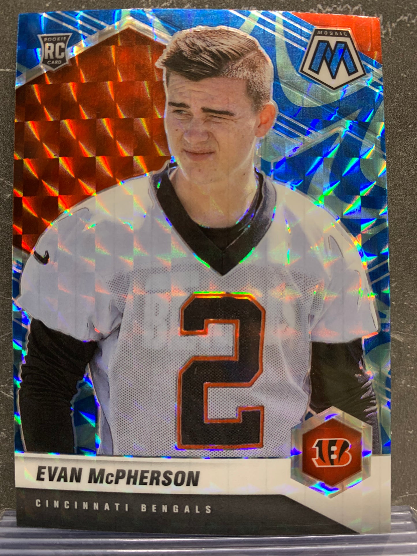 2021 Panini Mosaic Mosaic Reactive Blue #361 Evan McPherson RC Cincinnati Bengals