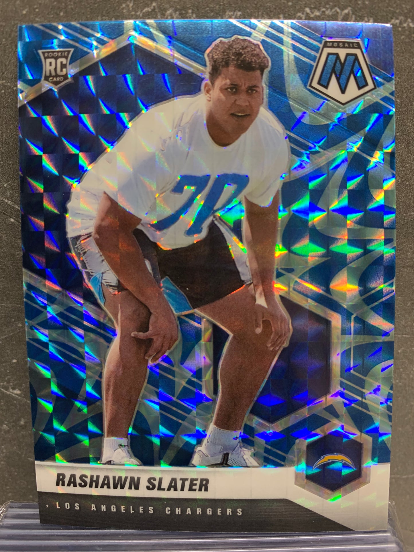 2021 Panini Mosaic Mosaic Reactive Blue #371 Rashawn Slater RC Los Angeles Chargers