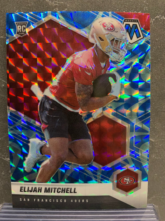 2021 Panini Mosaic Mosaic Reactive Blue #376 Eli Mitchell RC San Francisco 49ers