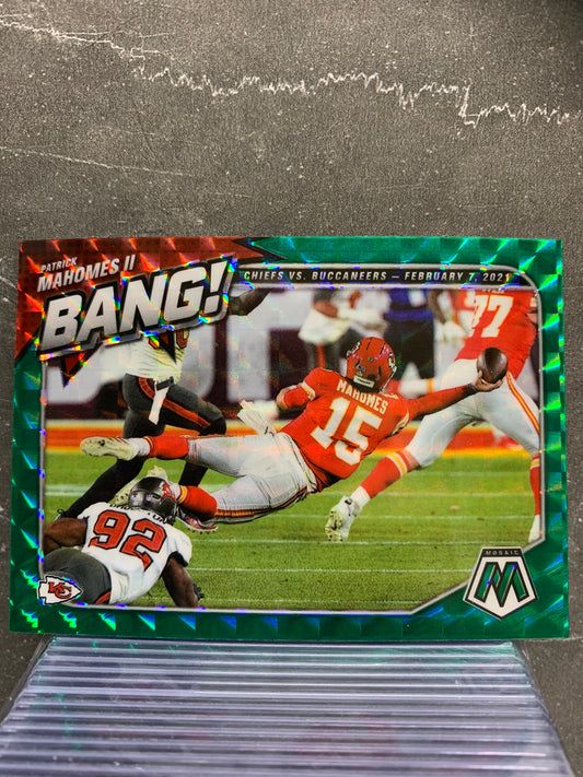 2021 Panini Mosaic Bang Mosaic Green #2 Patrick Mahomes II Kansas City Chiefs