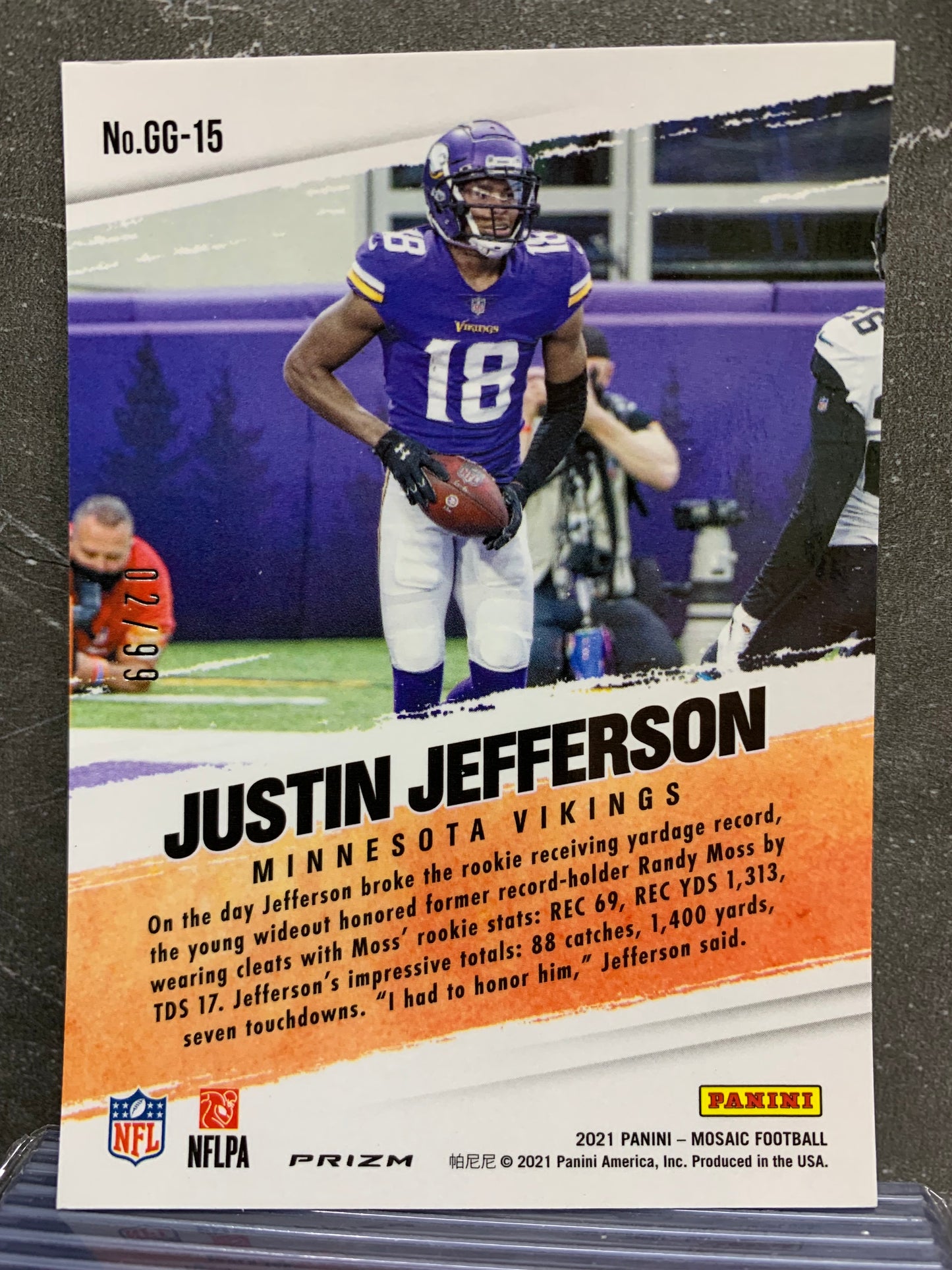 2021 Panini Mosaic Got Game Mosaic Reactive Blue #15 Justin Jefferson