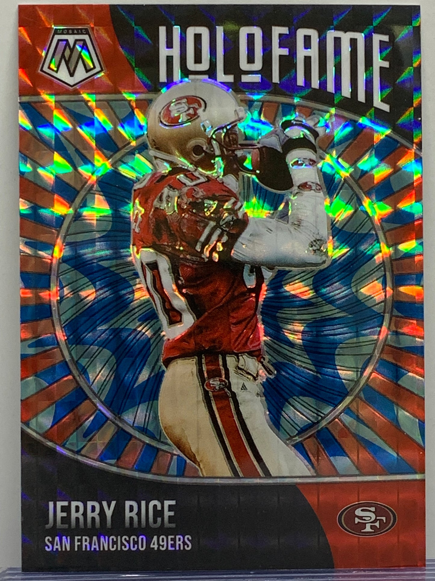 2021 Panini Mosaic HoloFame Mosaic Reactive Blue #14 Jerry Rice San Francisco 49ers  SER 07/99