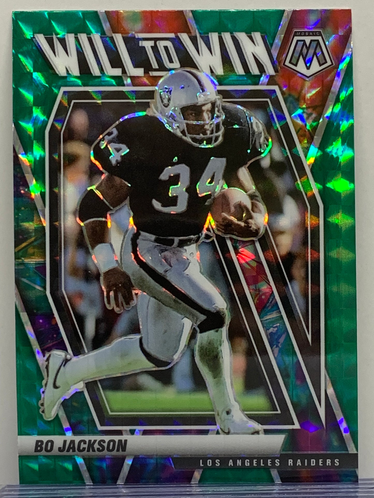 2021 Panini Mosaic Will to Win Mosaic Green #20 Bo Jackson Los Angeles Raiders