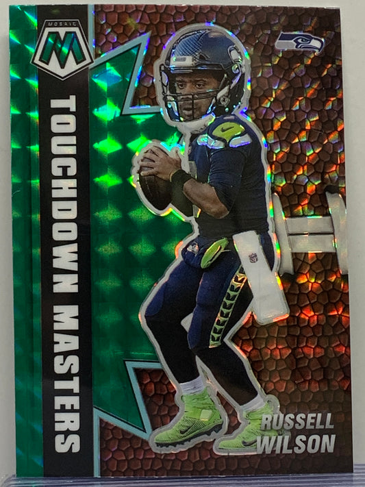 2021 Panini Mosaic Touchdown Masters Mosaic Green #13 Russell Wilson Seattle Seahawks