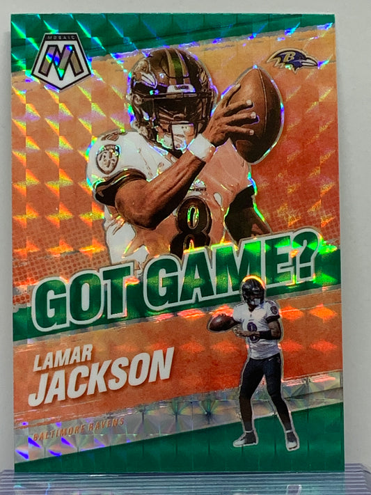 2021 Panini Mosaic Got Game Mosaic  Green #4 Lamar Jackson Baltimore Ravens