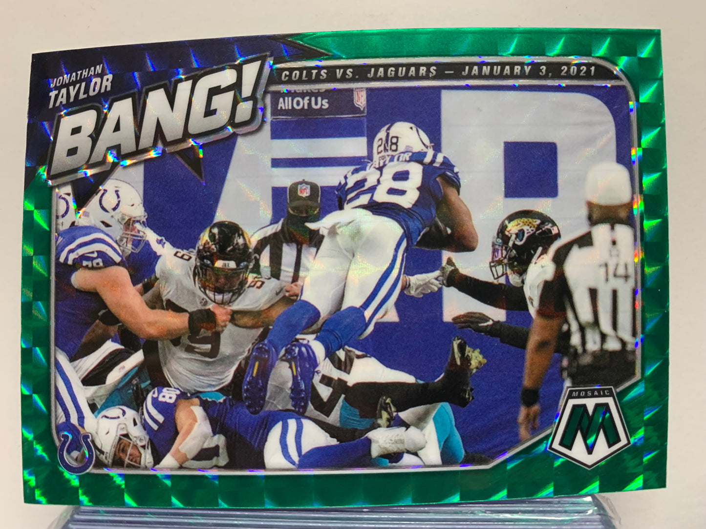 2021 Panini Mosaic Bang Mosaic Green #7 Jonathan Taylor Indianapolis Colts