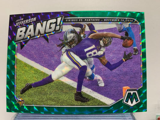 2021 Panini Mosaic Bang Mosaic Green #12 Justin Jefferson Minnesota Vikings