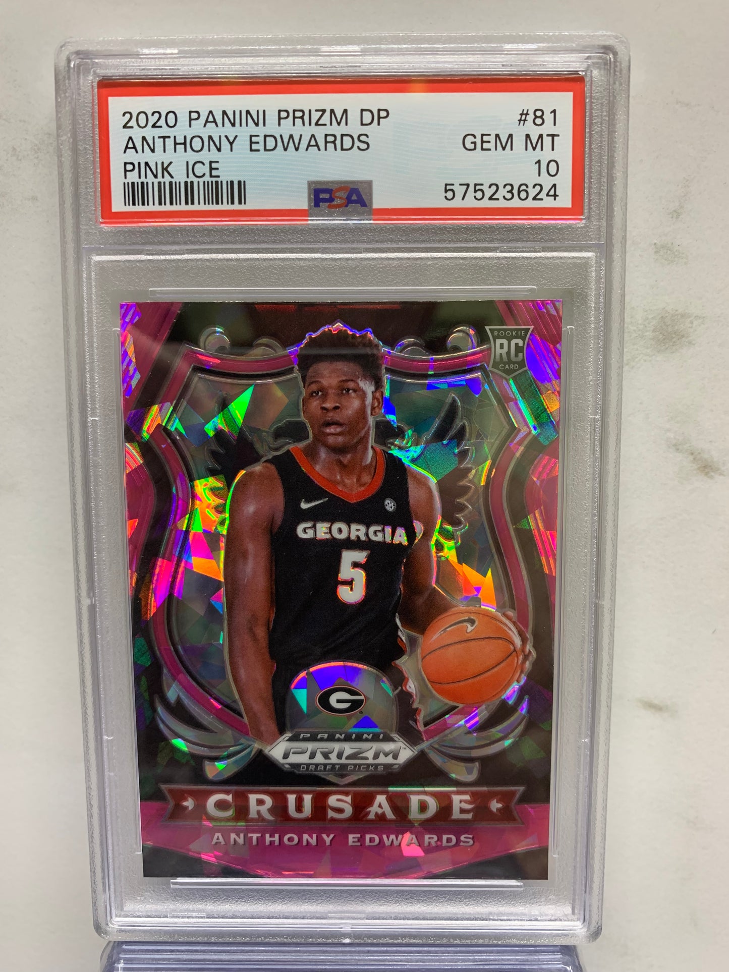 2020-21 Panini Prizm Draft Picks Prizms Pink Ice #81 Anthony Edwards CR RC Gem Mint 10