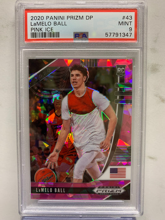 2020-21 Panini Prizm Draft Picks Prizms Pink Ice #43 LaMelo Ball RC  Mint 9