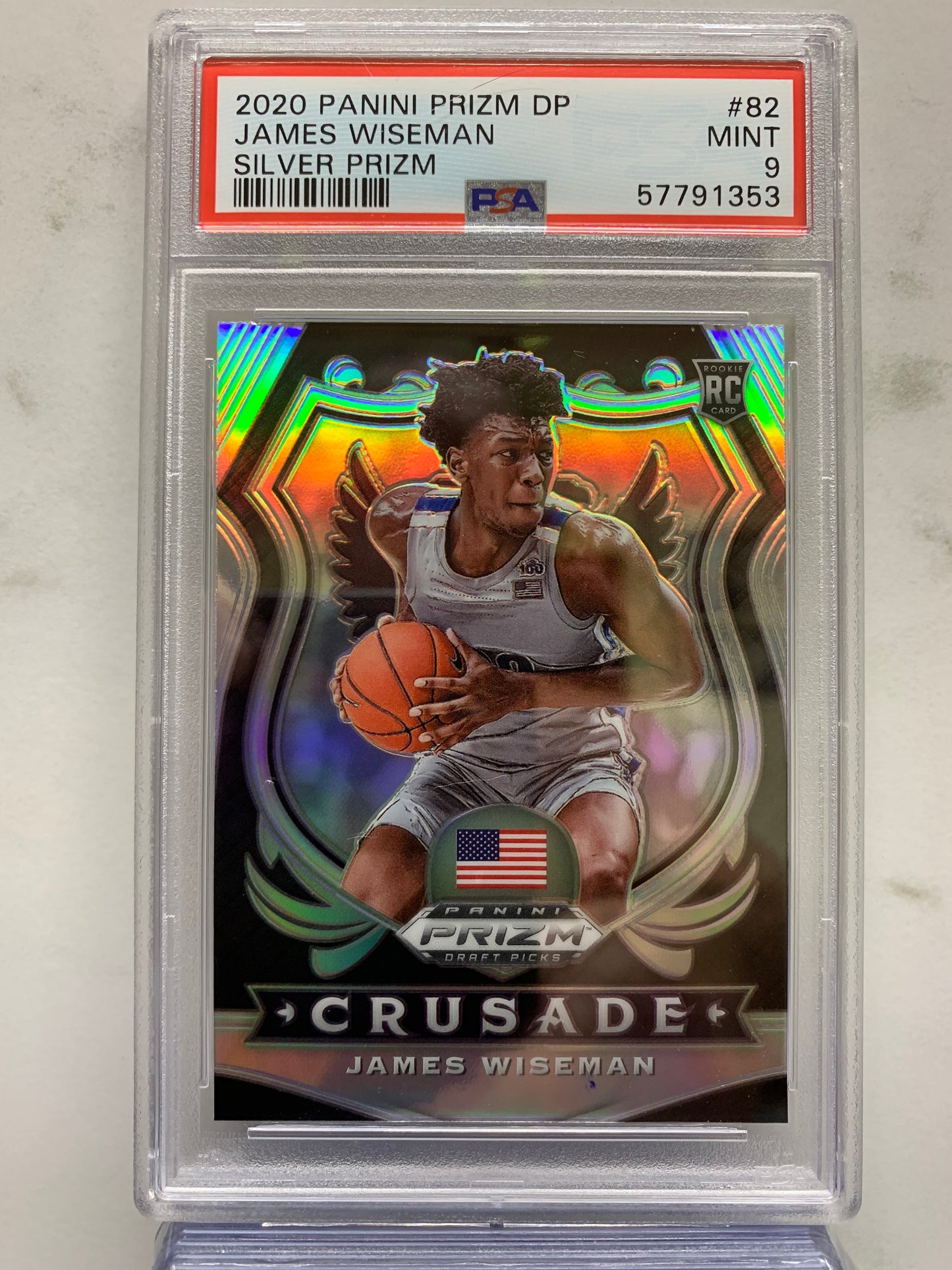 2020-21 Panini Prizm Draft Picks Prizms Silver #82 James Wiseman CR RC Mint 9