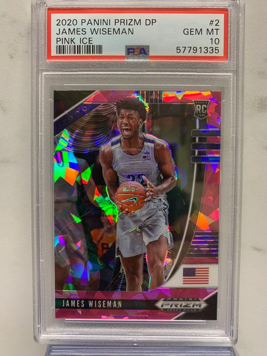 2020-21 Panini Prizm Draft Picks Prizms Pink Ice #2 James Wiseman RC Gem Mint 10