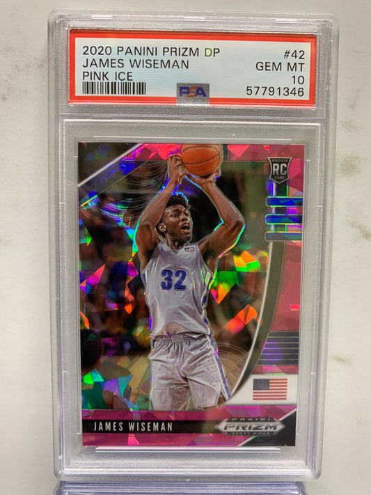 2020-21 Panini Prizm Draft Picks Prizms Pink Ice #42 James Wiseman RC Gem Mint 10