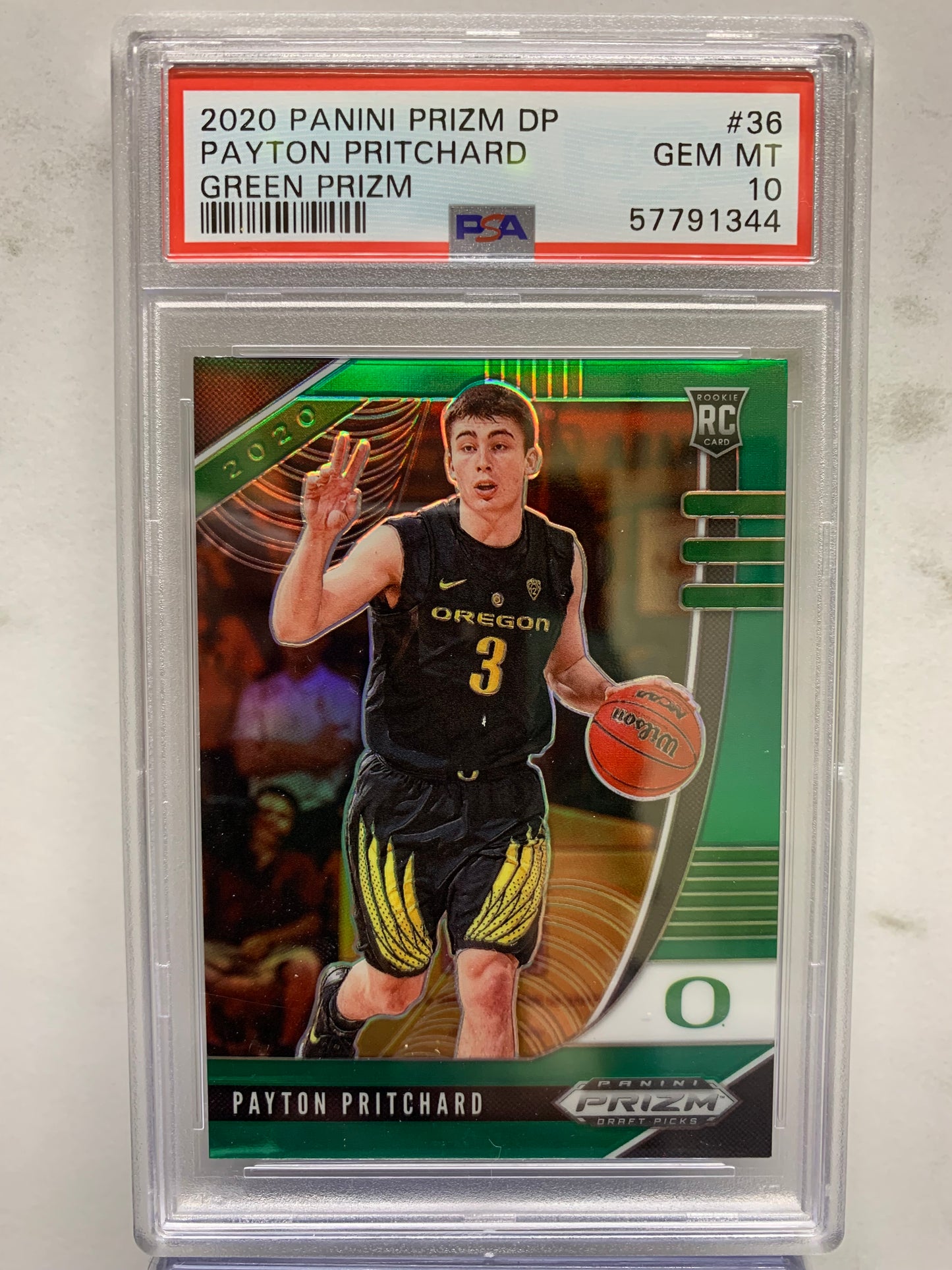 2020-21 Panini Prizm Draft Picks Prizms Green #36 Payton Pritchard RC Gem Mint 10