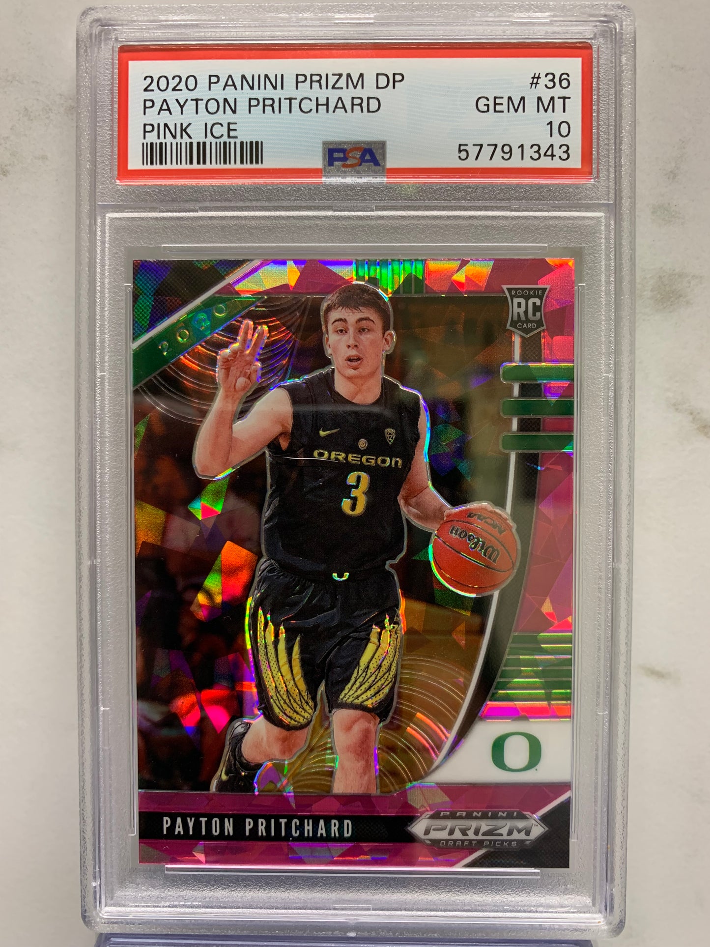 2020-21 Panini Prizm Draft Picks Prizms Pink Ice #36 Payton Pritchard RC Gem Mint 10