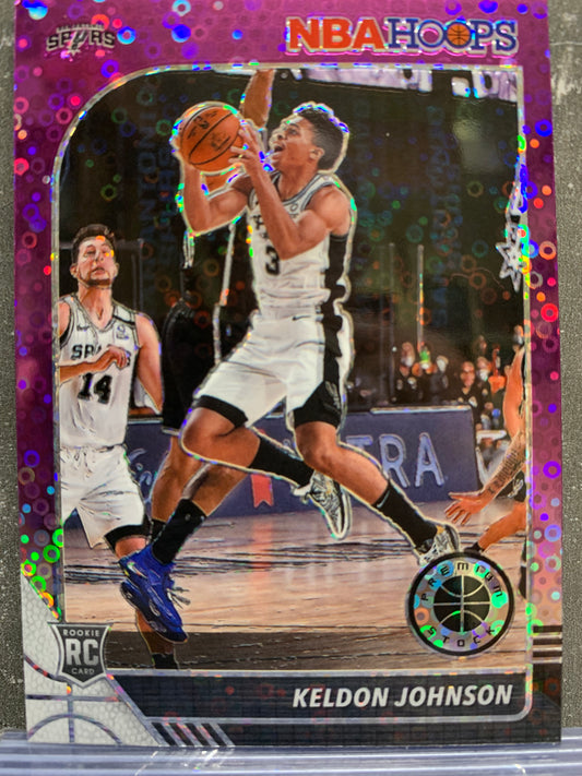 2019-20 Hoops Premium Stock Prizms Purple Disco #224 Keldon Johnson RC