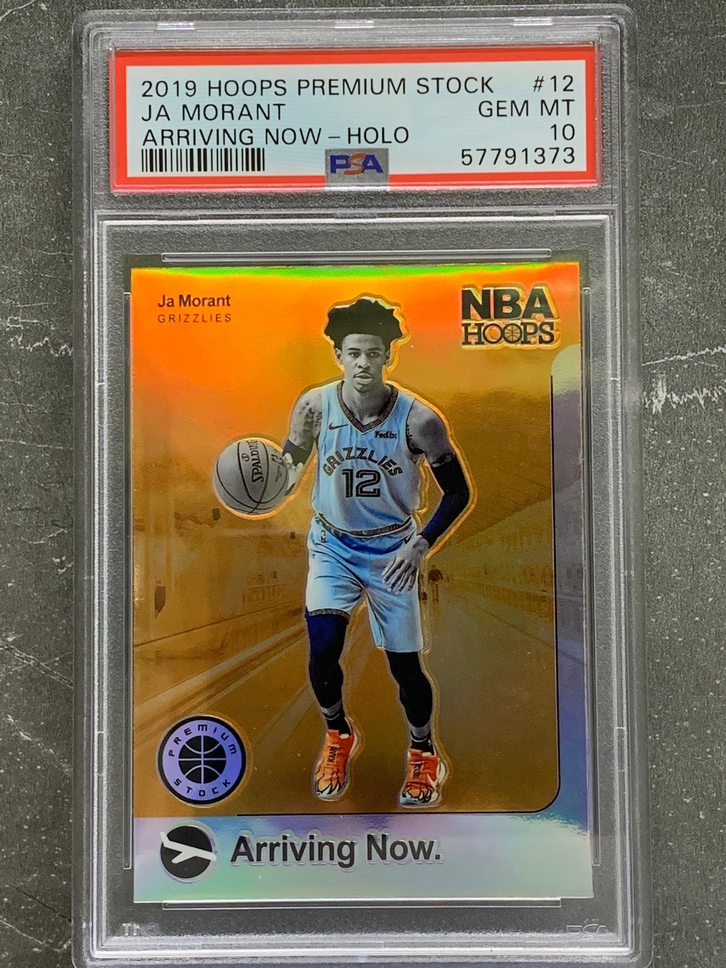 2019-20 Hoops Premium Stock Arriving Now Holo #12 Ja Morant Memphis Grizzlies Gem Mint 10