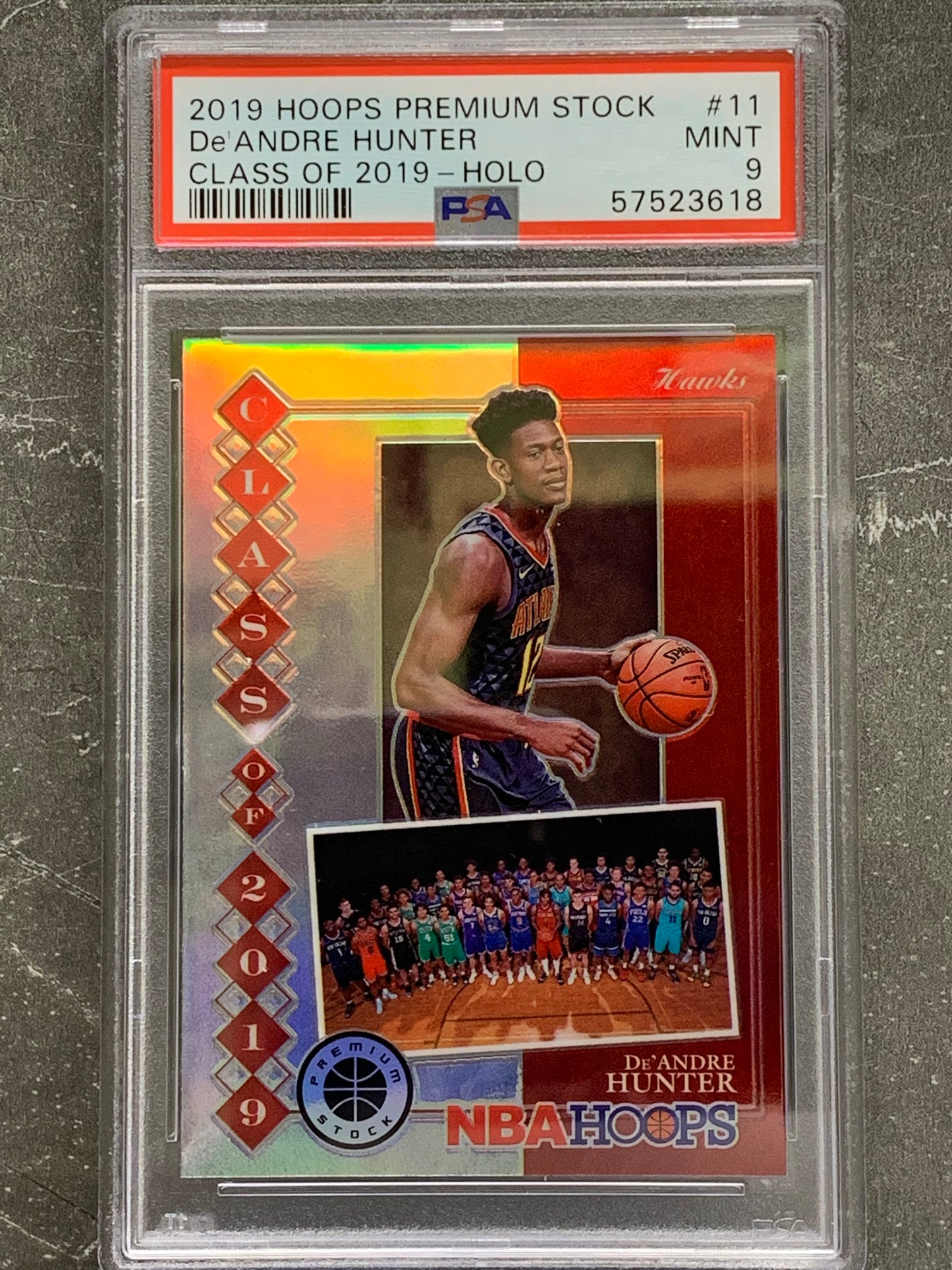 2019-20 Hoops Class of 2019 Holo #11 De'Andre Hunter Atlanta Hawks Mint 9