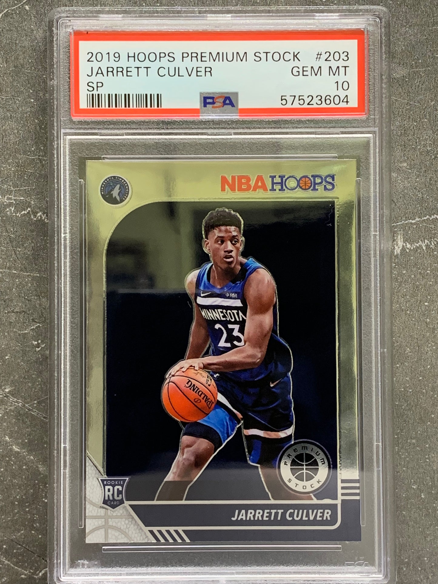 2019-20 Hoops Premium Stock #203 Jarrett Culver RC SP Minnesota Timberwolves Gem Mint 10